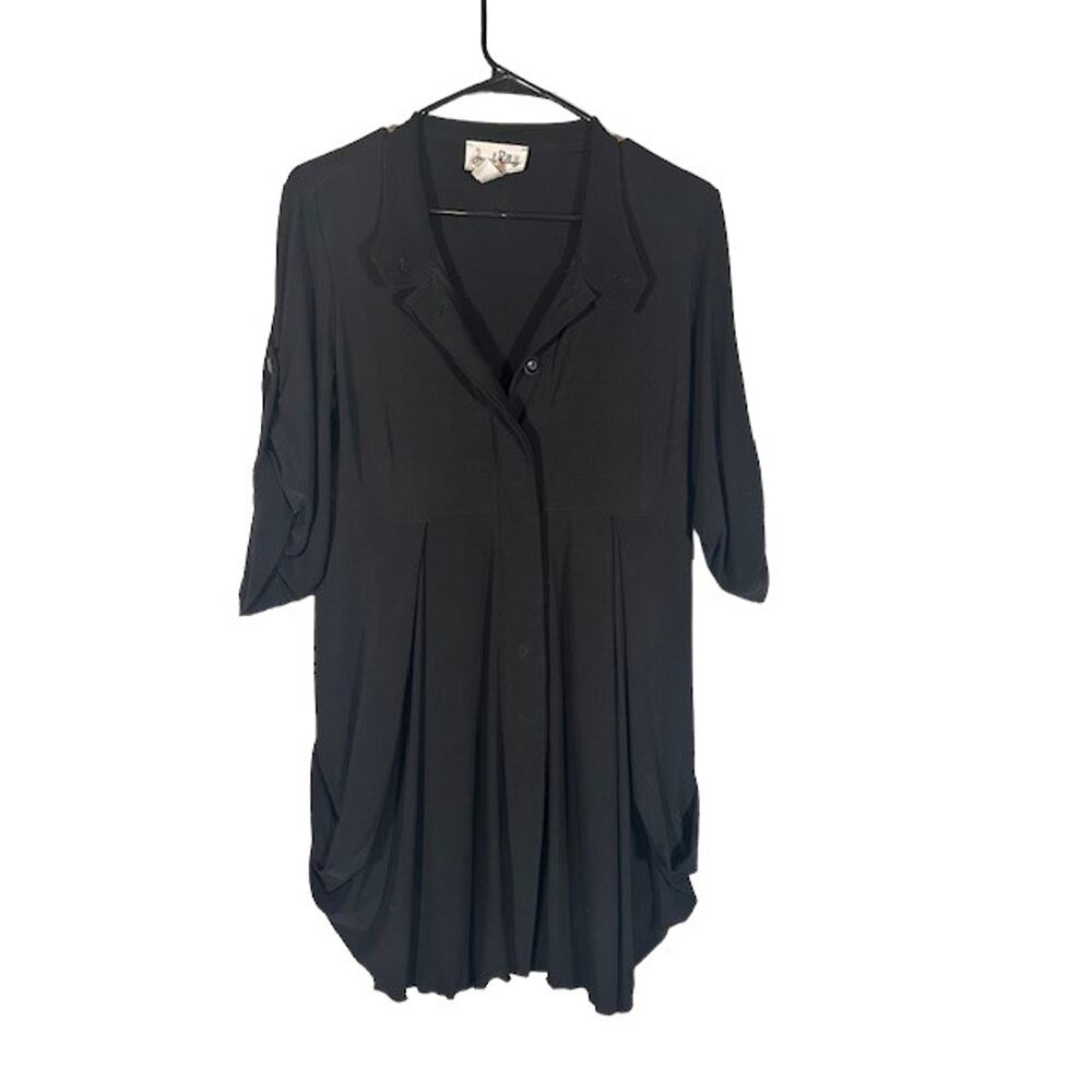 Joseph Ribkoff Black 3/4 Cuffed Sleeve Button Front Collared Dress Women Sz 8